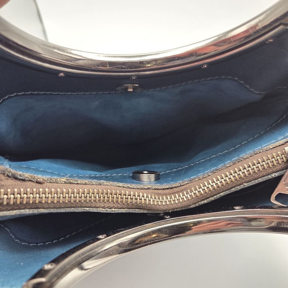 Patricia Nash Aria Caribbean Blue Satchel Bag With Silver Metallic Cutout Floral - Picture 6 of 16
